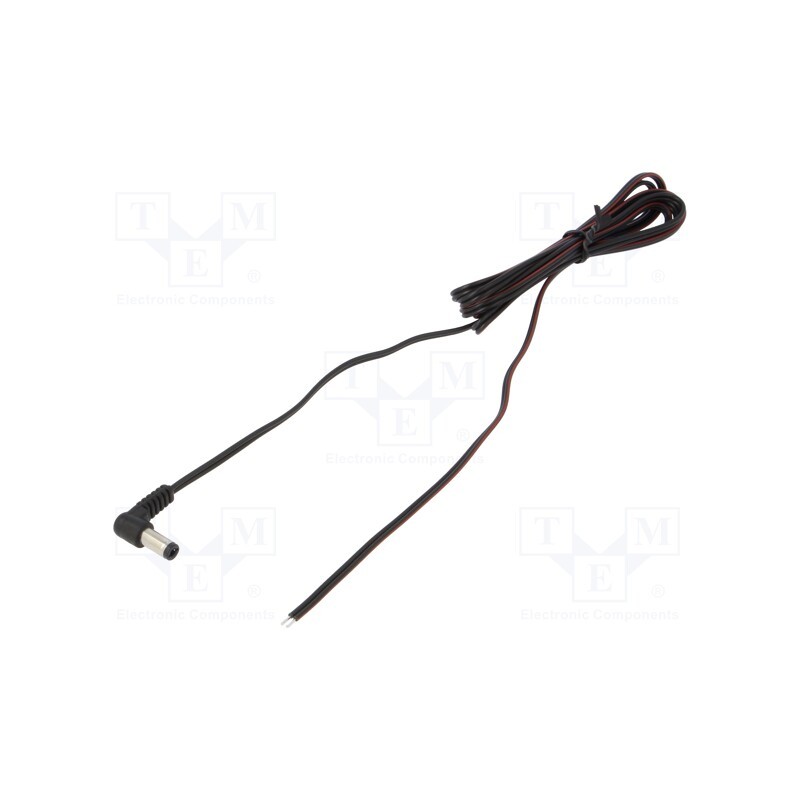 10 pcs : A25-TT-T035-150BK - Cable, 2x0.35mm2, wires,DC 5,5/2,5 plug, angled, black, 1.5m