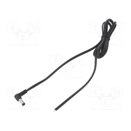 10 pcs : A25-TT-T050-150BK - Cable, 2x0.5mm2, wires,DC 5,5/2,5 plug, angled, black, 1.5m