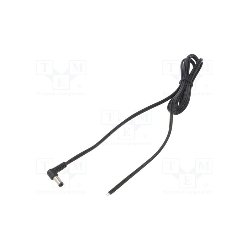 10 pcs : A25-TT-T050-150BK - Cable, 2x0.5mm2, wires,DC 5,5/2,5 plug, angled, black, 1.5m