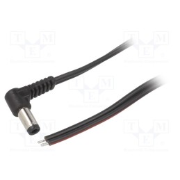 10 pcs : A25-TT-T075-050BK - Cable, 2x0.75mm2, wires,DC 5,5/2,5 plug, angled, black, 0.5m