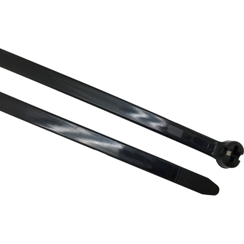 300 pcs - RS PRO Cable Tie, 102mm x 2.4 mm, Black Nylon, Pk-100