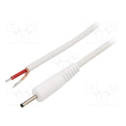 10 pcs : P07-TT-C100-050WH - Cable, 1x1mm2, wires,DC 2,35/0,7 plug, straight, white, 0.5m