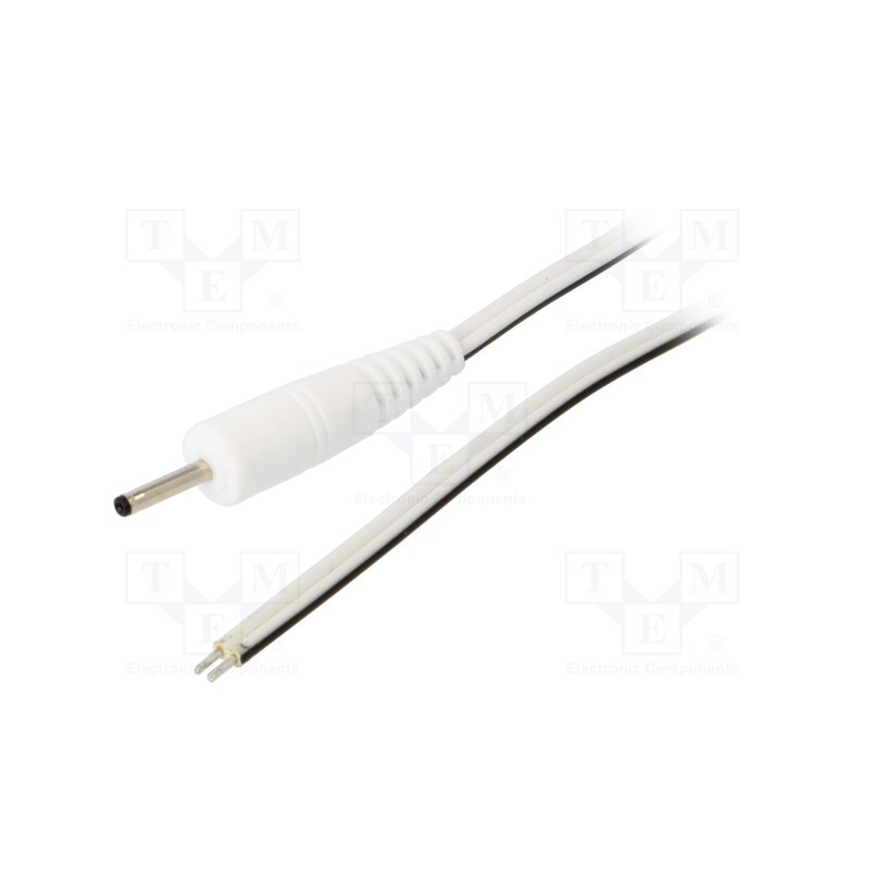 10 pcs : P07-TT-T050-150WH - Cable, 2x0.5mm2, wires,DC 2,35/0,7 plug, straight, white, 1.5m