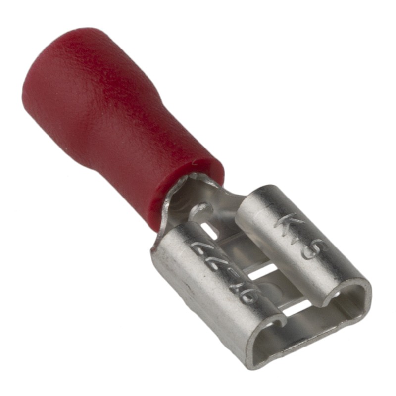 300 pcs - RS PRO Red Insulated Female Spade Connector, Receptacle, 0.8 x 6.35mm Tab Size, 0.5mm² to 1.5mm²