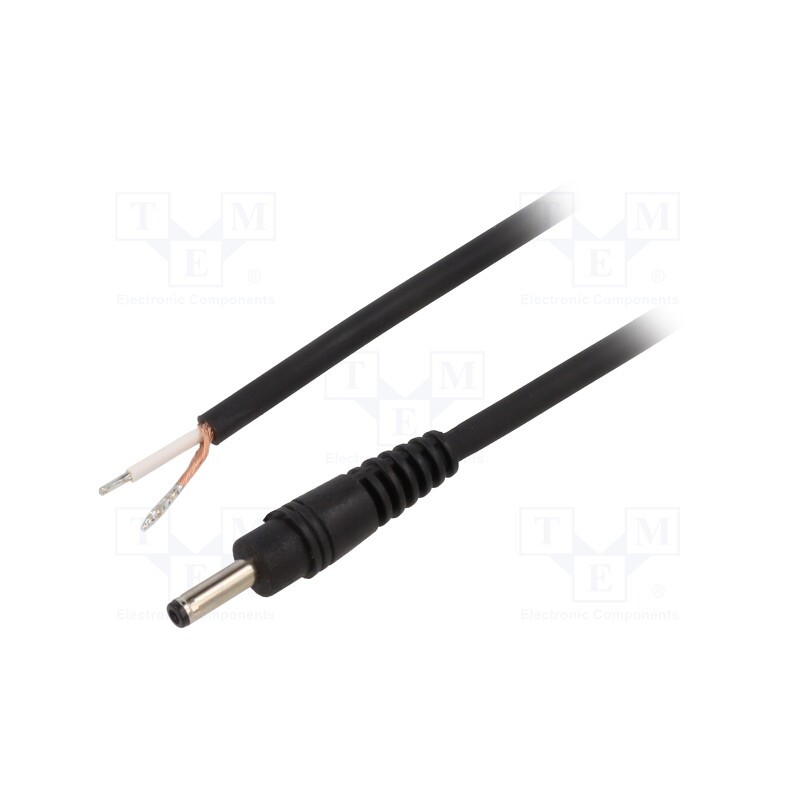 10 pcs : P13-TT-C075-050BK - Cable, 1x0.75mm2, wires,DC 3,5/1,3 plug, straight, black, 0.5m