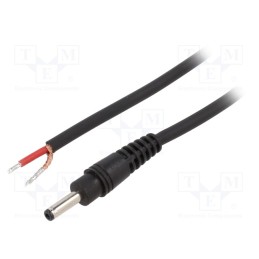 10 pcs : P13-TT-C100-050BK - Cable, 1x1mm2, wires,DC 3,5/1,3 plug, straight, black, 0.5m