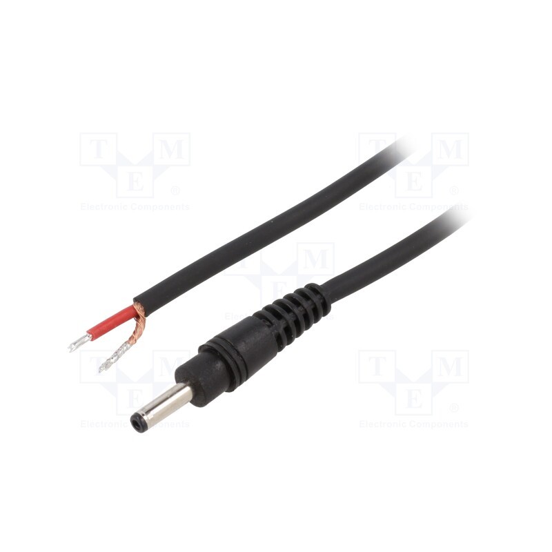 10 pcs : P13-TT-C100-050BK - Cable, 1x1mm2, wires,DC 3,5/1,3 plug, straight, black, 0.5m