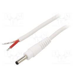 10 pcs : P13-TT-C100-050WH - Cable, 1x1mm2, wires,DC 3,5/1,3 plug, straight, white, 0.5m