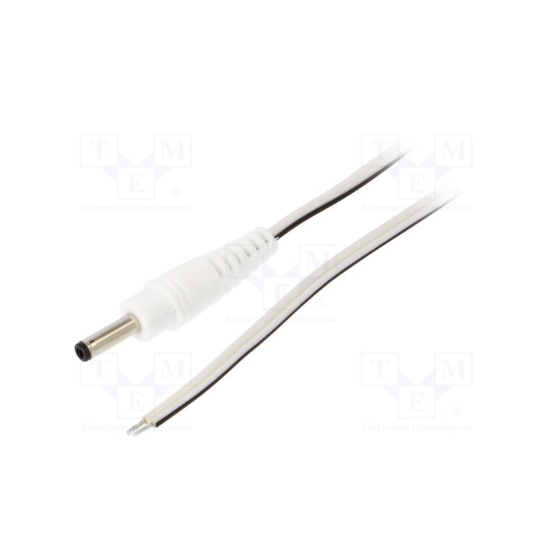 10 pcs : P13-TT-T035-050WH - Cable, 2x0.35mm2, wires,DC 3,5/1,3 plug, straight, white, 0.5m