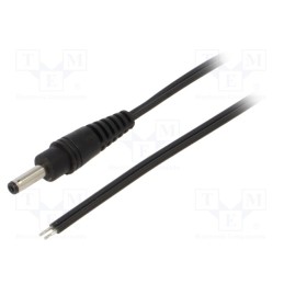 10 pcs : P13-TT-T035-150BK - Cable, 2x0.35mm2, wires,DC 3,5/1,3 plug, straight, black, 1.5m