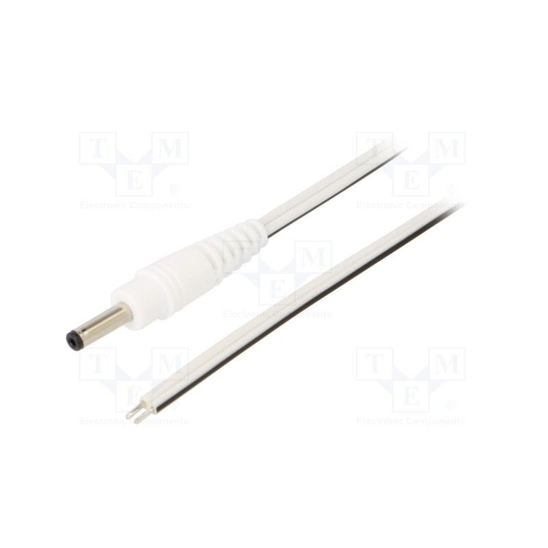 10 pcs : P13-TT-T050-050WH - Cable, 2x0.5mm2, wires,DC 3,5/1,3 plug, straight, white, 0.5m