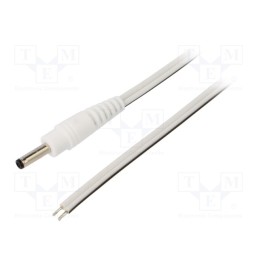 10 pcs : P13-TT-T050-150WH - Cable, 2x0.5mm2, wires,DC 3,5/1,3 plug, straight, white, 1.5m