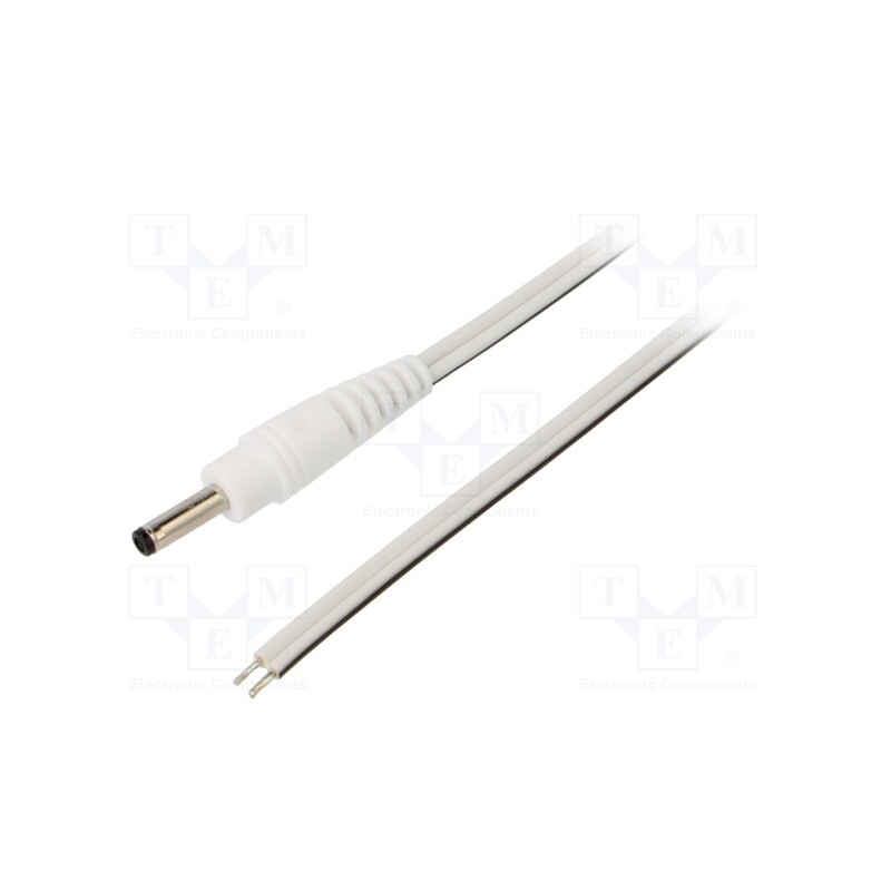 10 pcs : P13-TT-T050-150WH - Cable, 2x0.5mm2, wires,DC 3,5/1,3 plug, straight, white, 1.5m