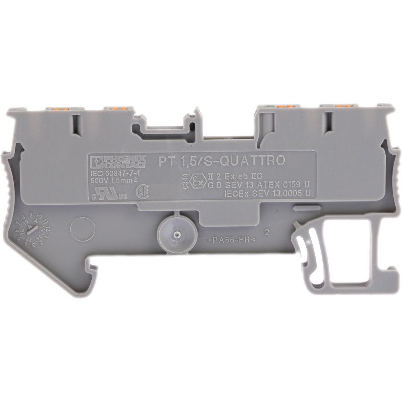 5 pcs - Phoenix Contact PT 1.5/S-QUATTRO Series Grey Feed Through Terminal Block, 0.14 - 1.5mm², Single-Level, Push In