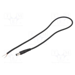 10 pcs : P21-TT-C075-050BK - Cable, 1x0.75mm2, wires,DC 5,5/2,1 plug, straight, black, 0.5m