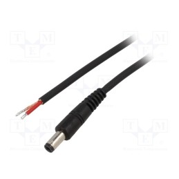 10 pcs : P21-TT-C100-050BK - Cable, 1x1mm2, wires,DC 5,5/2,1 plug, straight, black, 0.5m