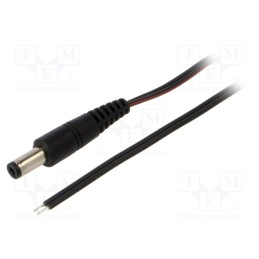 10 pcs : P21-TT-T035-050BK - Cable, 2x0.35mm2, wires,DC 5,5/2,1 plug, straight, black, 0.5m