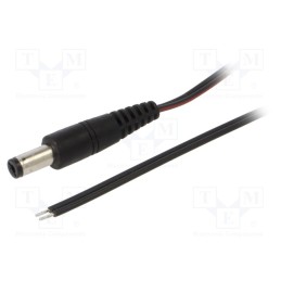 10 pcs : P21-TT-T035-150BK - Cable, 2x0.35mm2, wires,DC 5,5/2,1 plug, straight, black, 1.5m