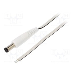 10 pcs : P21-TT-T035-150WH - Cable, 2x0.35mm2, wires,DC 5,5/2,1 plug, straight, white, 1.5m