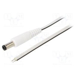 10 pcs : P21-TT-T050-150WH - Cable, 2x0.5mm2, wires,DC 5,5/2,1 plug, straight, white, 1.5m