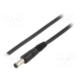 10 pcs : P21-TT-T075-050BK - Cable, 2x0.75mm2, wires,DC 5,5/2,1 plug, straight, black, 0.5m