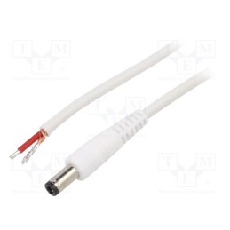 10 pcs : P25-TT-C100-050WH - Cable, 1x1mm2, wires,DC 5,5/2,5 plug, straight, white, 0.5m