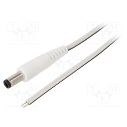 10 pcs : P25-TT-T035-150WH - Cable, 2x0.35mm2, wires,DC 5,5/2,5 plug, straight, white, 1.5m