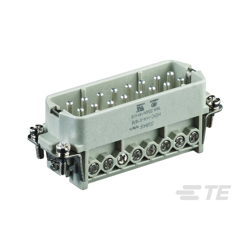 1 pcs - TE Connectivity Heavy Duty Power Connector Insert, 16A, Male, HDC HA Series, 16 Contacts
