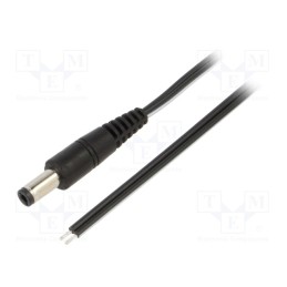 10 pcs : P25-TT-T050-050BK - Cable, 2x0.5mm2, wires,DC 5,5/2,5 plug, straight, black, 0.5m