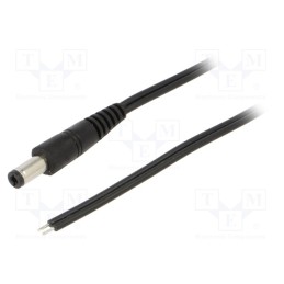 10 pcs : P25-TT-T050-150BK - Cable, 2x0.5mm2, wires,DC 5,5/2,5 plug, straight, black, 1.5m
