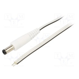 10 pcs : P25-TT-T050-150WH - Cable, 2x0.5mm2, wires,DC 5,5/2,5 plug, straight, white, 1.5m