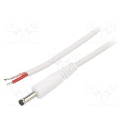 10 pcs : P40-TT-C100-050WH - Cable, 1x1mm2, wires,DC 4,0/1,7 plug, straight, white, 0.5m