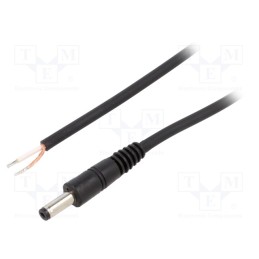 10 pcs : P48-TT-C075-050BK - Cable, 1x0.75mm2, wires,DC 4,8/1,7 plug, straight, black, 0.5m