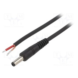10 pcs : P48-TT-C100-050BK - Cable, 1x1mm2, wires,DC 4,8/1,7 plug, straight, black, 0.5m