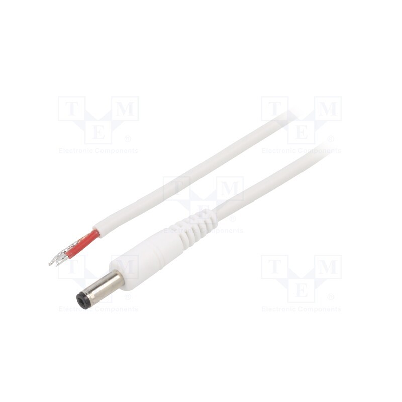 10 pcs : P48-TT-C100-050WH - Cable, 1x1mm2, wires,DC 4,8/1,7 plug, straight, white, 0.5m