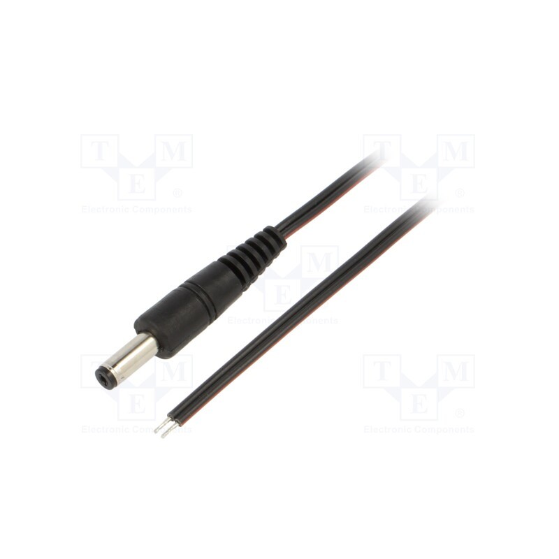 10 pcs : P48-TT-T035-050BK - Cable, 2x0.35mm2, wires,DC 4,8/1,7 plug, straight, black, 0.5m
