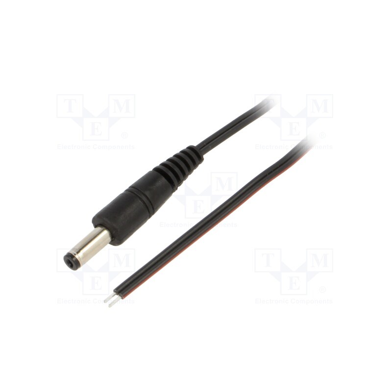 10 pcs : P48-TT-T035-150BK - Cable, 2x0.35mm2, wires,DC 4,8/1,7 plug, straight, black, 1.5m