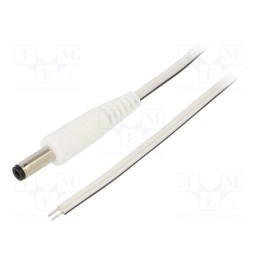 10 pcs : P48-TT-T035-150WH - Cable, 2x0.35mm2, wires,DC 4,8/1,7 plug, straight, white, 1.5m