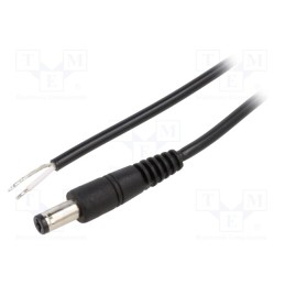 10 pcs : P55-TT-C050-050BK - Cable, 1x0.5mm2, wires,DC 5,5/1,7 plug, straight, black, 0.5m