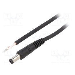 10 pcs : P55-TT-C075-050BK - Cable, 1x0.75mm2, wires,DC 5,5/1,7 plug, straight, black, 0.5m