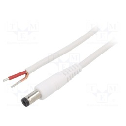 10 pcs : P55-TT-C100-050WH - Cable, 1x1mm2, wires,DC 5,5/1,7 plug, straight, white, 0.5m