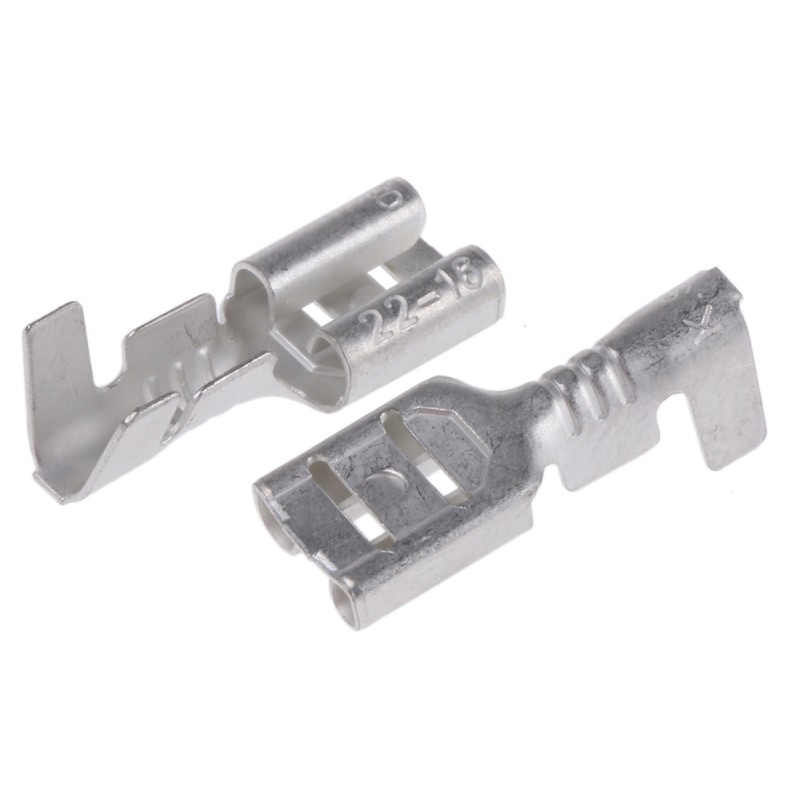 300 pcs - RS PRO Uninsulated Female Spade Connector, Receptacle, 4.8 X 0.8mm Tab Size, 0.5mm² to 1.25mm²