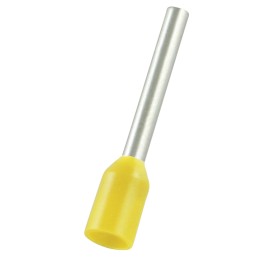 1000 pcs - RS PRO Insulated Bootlace Ferrule, 12mm Pin Length, 1.7mm Pin Diameter, 1mm² Wire Size, Yellow
