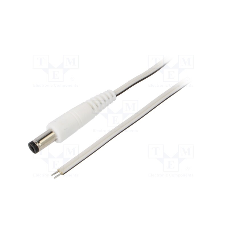 10 pcs : P55-TT-T035-150WH - Cable, 2x0.35mm2, wires,DC 5,5/1,7 plug, straight, white, 1.5m