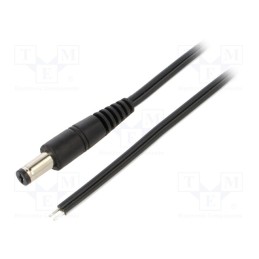 10 pcs : P55-TT-T050-050BK - Cable, 2x0.5mm2, wires,DC 5,5/1,7 plug, straight, black, 0.5m