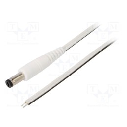 10 pcs : P55-TT-T050-150WH - Cable, 2x0.5mm2, wires,DC 5,5/1,7 plug, straight, white, 1.5m