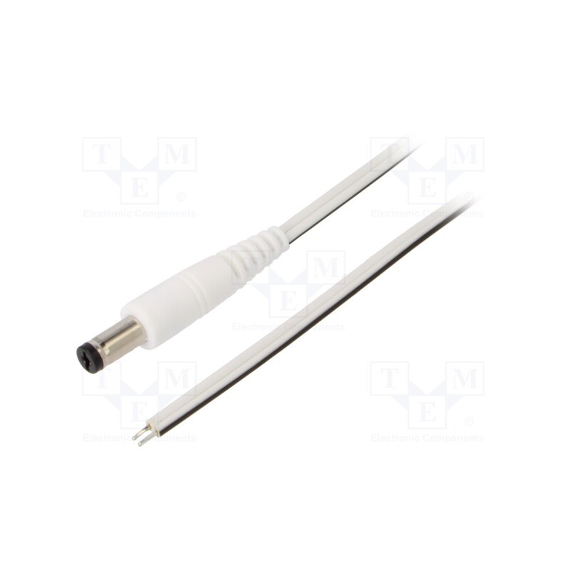 10 pcs : P55-TT-T050-150WH - Cable, 2x0.5mm2, wires,DC 5,5/1,7 plug, straight, white, 1.5m