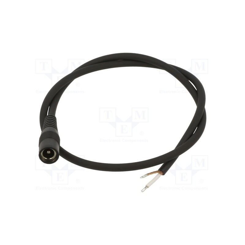 10 pcs : S21-TT-C050-050BK - Cable, 1x0.5mm2, wires,DC 5,5/2,1 socket, straight, black, 0.5m