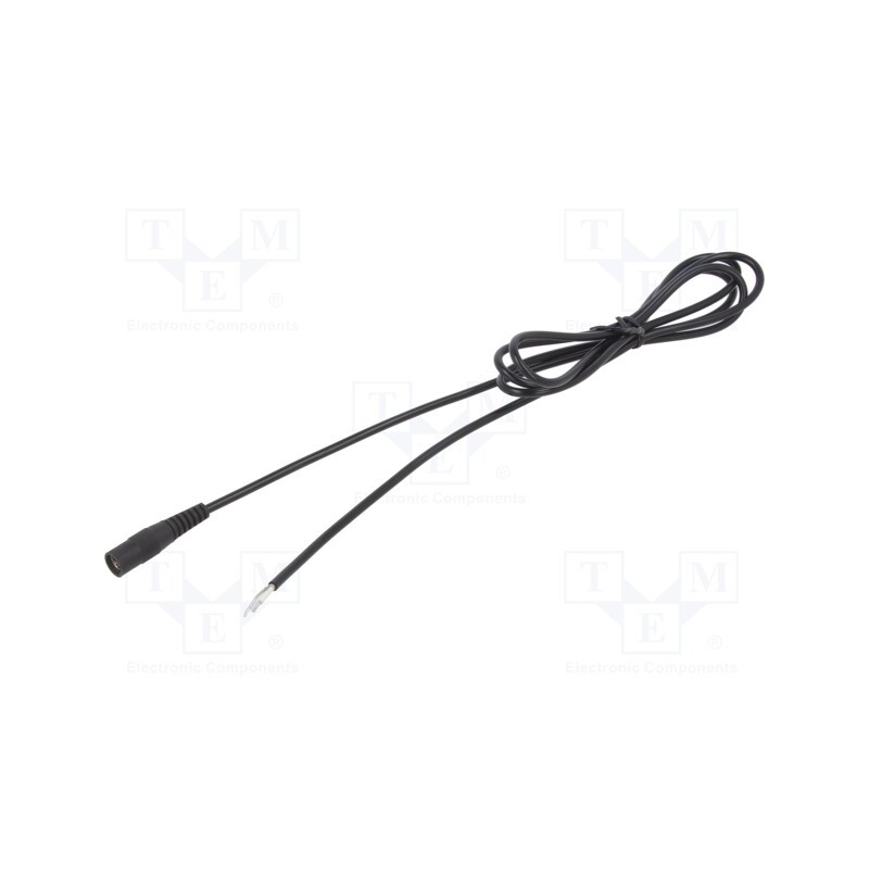 10 pcs : S21-TT-C075-025BK - Cable, 1x0.75mm2, wires,DC 5,5/2,1 socket, straight, black, 0.25m