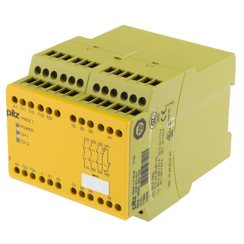 1 pcs - Pilz Dual-Channel Emergency Stop Safety Relay, 24V ac, 3 Safety Contacts